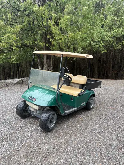 A2006 ez go txt gas golf cart with utility box, runs and drives great. $3500 located in port perry