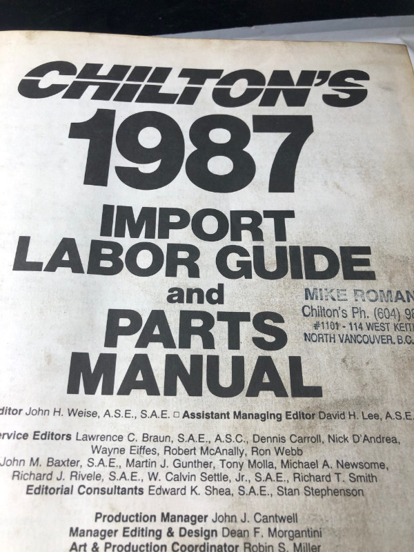 1980 - 1987 CHILTON IMPORT LABOUR GUIDE AND PARTS MANUAL #M0034 in Textbooks in Edmonton - Image 3