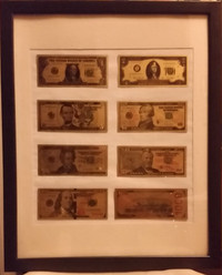 Collectible Framed 24k Gold Plated U.S. Full Size Treasury Bills