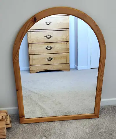 Pine arched mirror, View more