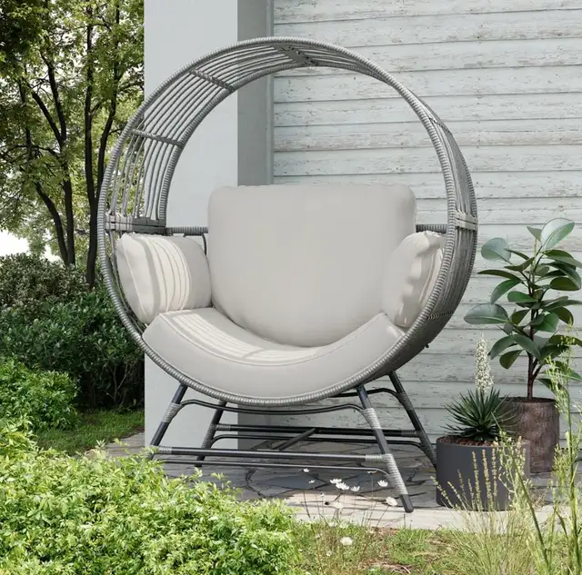 Bifanuo Round Wicker Outdoor Egg Chair  in Patio & Garden Furniture in Oshawa / Durham Region - Image 3