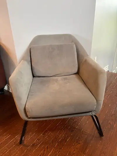 Modern Grey Accent Chair with Black Metal Frame, View more