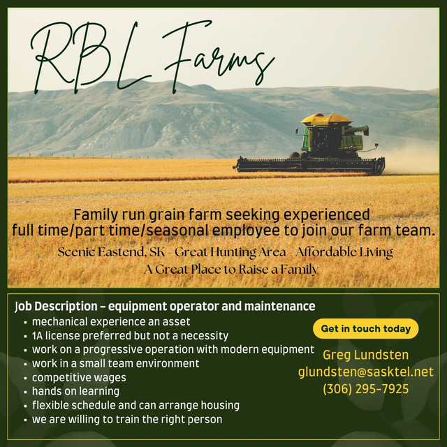 Farm Help Wanted in General Labour in Swift Current