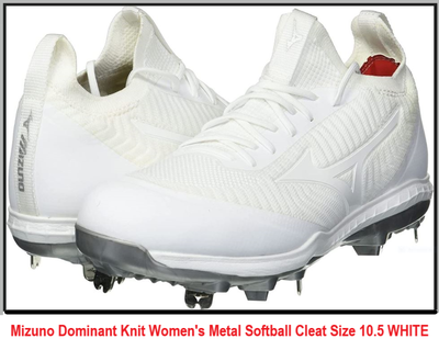 (NEW) Mizuno Dominant Knit Womens Metal Softball Cleat Size 10.5, View more