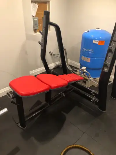 This is a commercial decline bench press, perfect for targeting those lower chest muscles! It's in g...