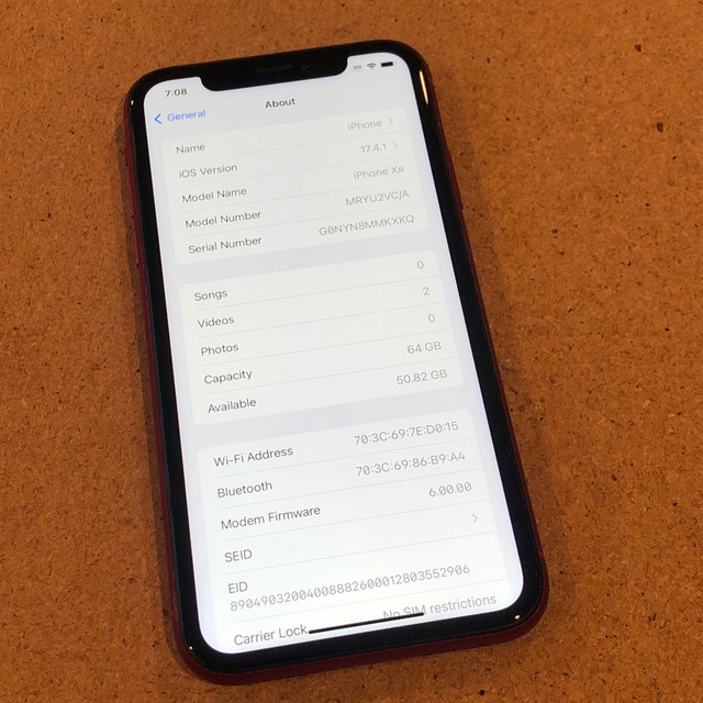 Apple iPhone XR PRODUCT RED (64GB Unlocked) Battery Health 87% in Cell Phones in Ottawa - Image 4