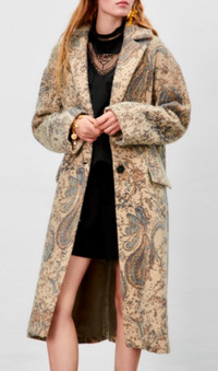 Zara manteau laine wool coat jacket floral roses blazer aritzia