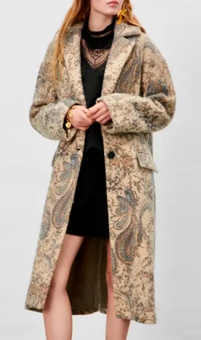 Zara manteau laine wool coat jacket floral roses blazer aritzia, View more