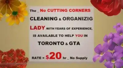 CLEANING LADY_IS AVAILABLE TO HELP YOU_in_GTA_$20 hr_No SUPPLY, View more