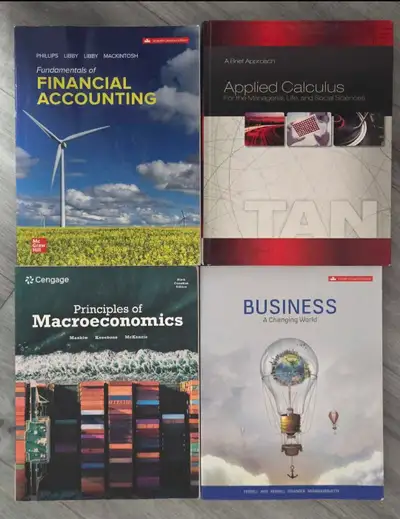 All books are in good condition, with clean pages and no major damage. Used carefully for university...