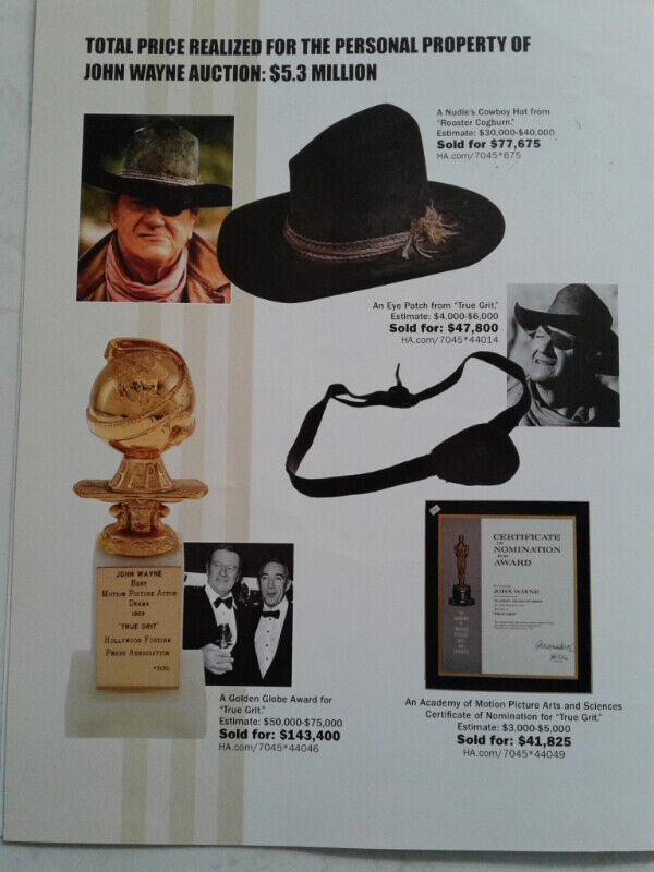 John Wayne  " Memorabilia Auction "  Catalogue  OCT. 2011 in Arts & Collectibles in Edmonton - Image 2