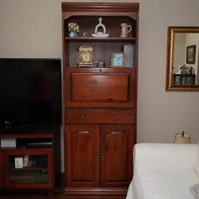 Vintage Solid Wood Drop-down Cabinet Bar & Hutch – PAIR, View more