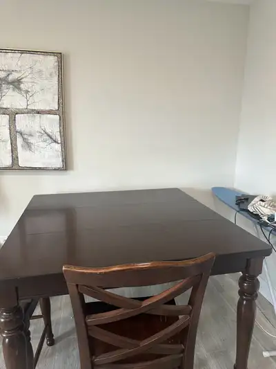 Wooden table with 4 chairs, View more