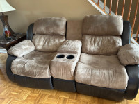 Recliner Love Seats. With cup holder and compartment.