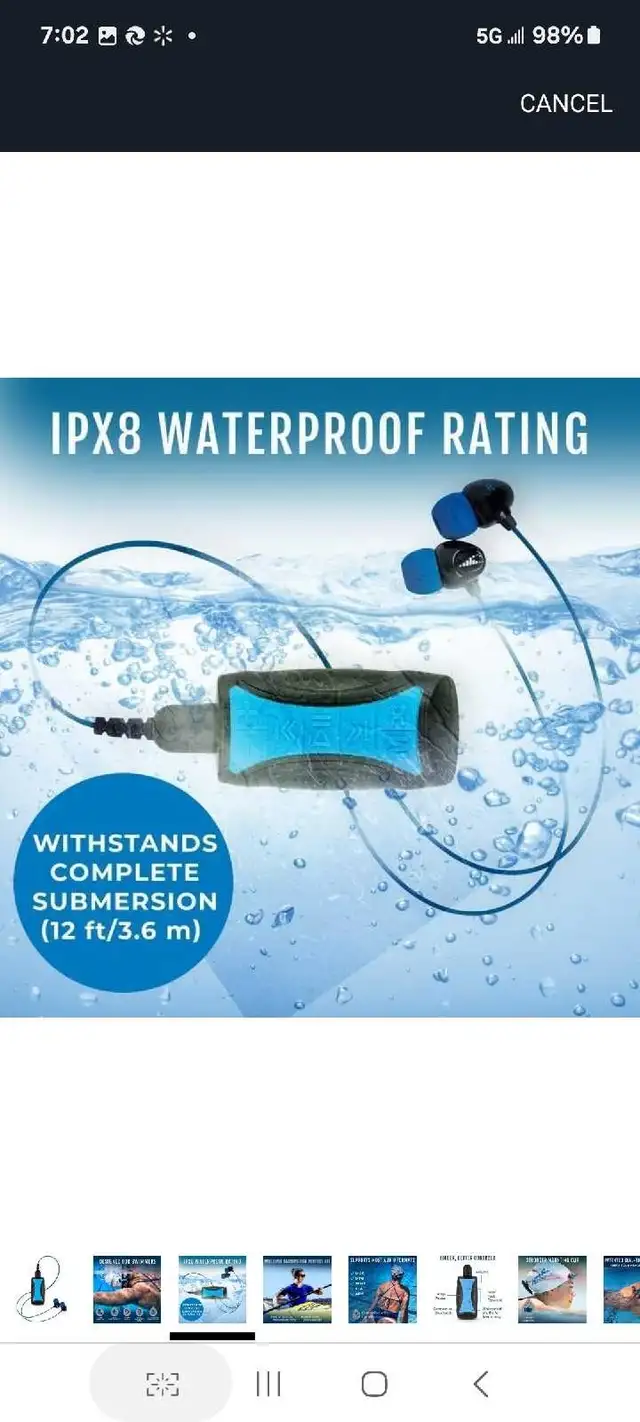 H2O Audio Stream 3 MP3 Player with Surge S+ Earbuds - Waterproof in iPod & MP3 Accessories in Markham / York Region - Image 5