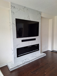 Accent wall , custom fireplace , …