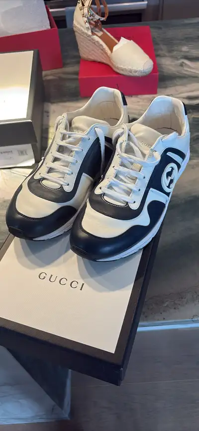 Gucci white and navy Sneakers, View more
