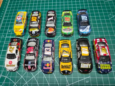 1/64th scale diecast Nascar race cars. Each car is $20. Or make an offer for the whole set.