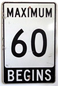 Vintage Speed Limit 60 Large Steel Traffic Sign