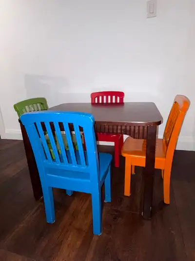 Wood kids table and chairs set toddler table wooden, View more