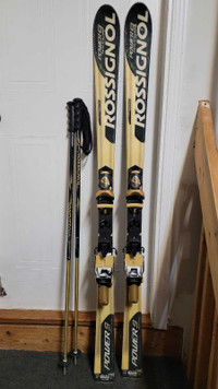 Rossignol Power 9 Racing Downhill Alpine 150cm Skis with Poles