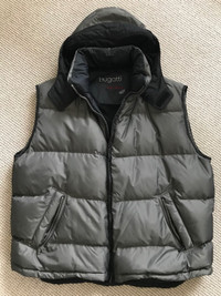 Bugatti Men's Down Vest XL with Removable / Detachable Hood