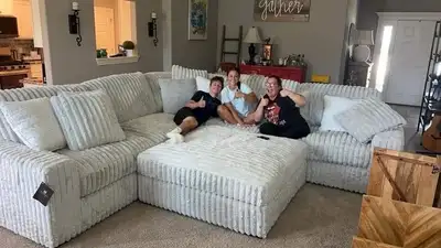 Corner Corduroy Sectional Family Couch Now on Sale , View more