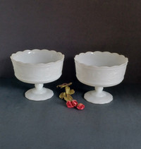 Milk glass footed bowls