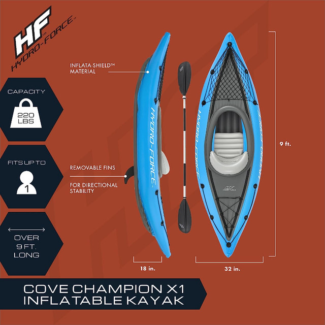 BRAND NEW Bestway Hydro-Force 9' x 32'' Cove Champion X1 Kayak in Hot Tubs & Pools in Calgary - Image 3