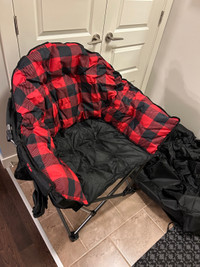 Big daddy plush red plaid camping chair with carry bag and cover