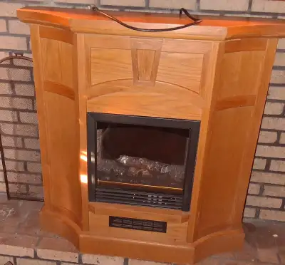Electric fireplace insert with wooden facade, View more