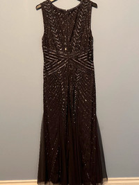 Grey sequined long gown