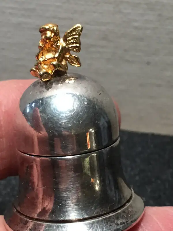 VINTAGE FAIRY BELL BABY TOOTH TRINKET BOX. HALLMARKED BIRKS, REG
