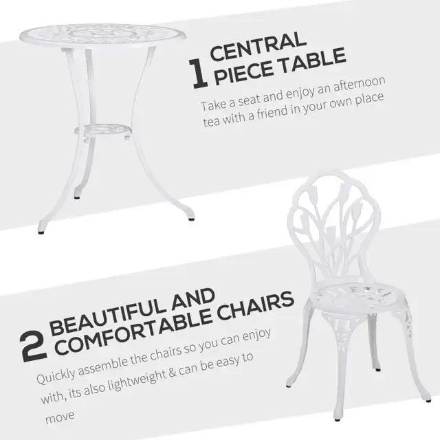 Cast aluminum 3 Pieces Patio Bistro Set, Outdoor Cast Aluminum G in Patio & Garden Furniture in Markham / York Region - Image 9