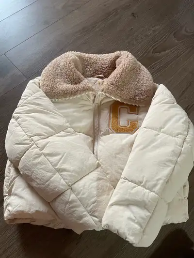 Zara Kids Size 9-10 Winter Coat Beige Letterman Jacket, View more