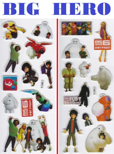 BIG HERO 6 3D stickers Hiro Hamada Honey Lemon Baymax 3D (PUFFY) STICKERS sticker size approximately...