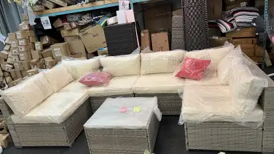 extra $100 off, luxury 7pc rattan wicker patio set, View more