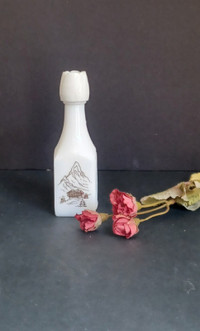 Milk glass, small, liqueur bottle