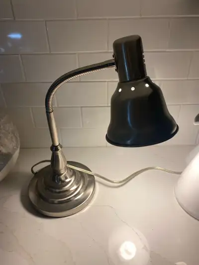 Gooseneck Desk Lamp - Silver Metal, View more