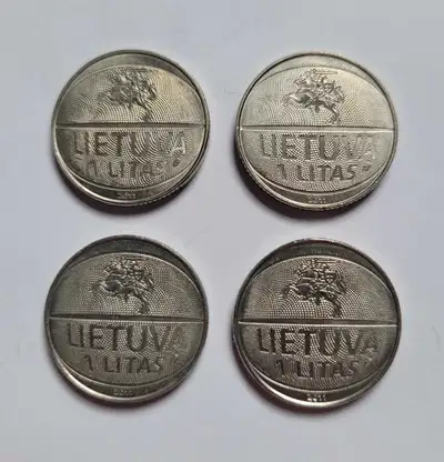 4 Lithuania 1 Litas 2011 European Basketball Championship Commemorative Coins. Price for All.