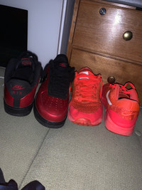 Red Nike Air Force 1s and Air Max size 10.5