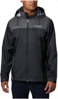 NEW Columbia Men's Glennaker Lake Rain Jacket Black/Gray, size6X