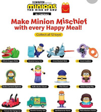 Full set of New 2022 Minions Rise of Gru Happy Meal Toys
