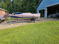 14ft Aluminum fishing boat, motor and trailer 