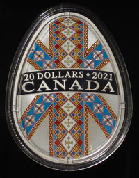 2021 Silver Pysanka писанка Coin, 1 oz Ukrainian Easter Egg