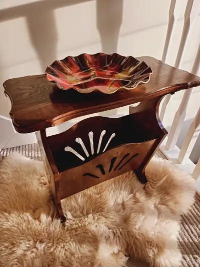 1940s Wooden storage Side Table. Pretty and practical., View more