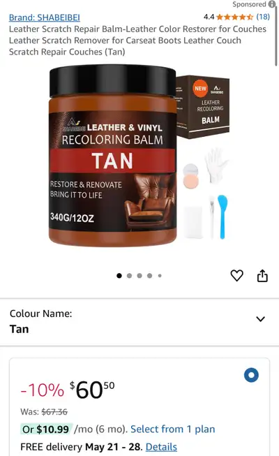 SHABEIBEI Leather Recoloring Balm - Tan, View more