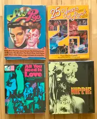 Four books of Story of POP,  of Rock, of Popular Music of Hippie