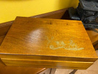 Vintage MCM Solid Wood Sewing Box Table Top