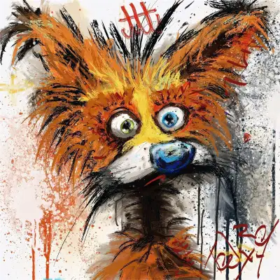 TedyZet -"Foxy Enigma #2", with COA, 20"x20" & Smiling Cat-In canvas Retail for $3000-$3500 USD each...